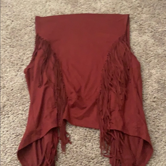 Burgundy suede fringe vest! - Picture 3 of 3